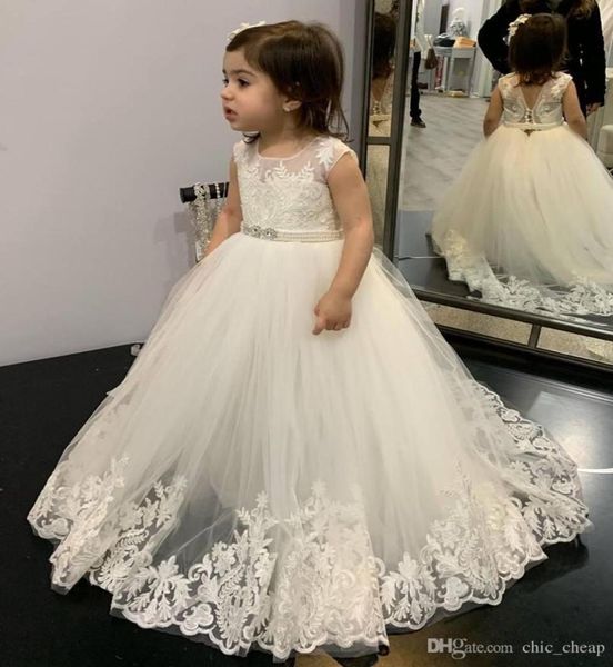 

sheer neck lace flower girl dresses pearls crystals little girl wedding dresses vintage pageant dresses gowns1239261, White;blue
