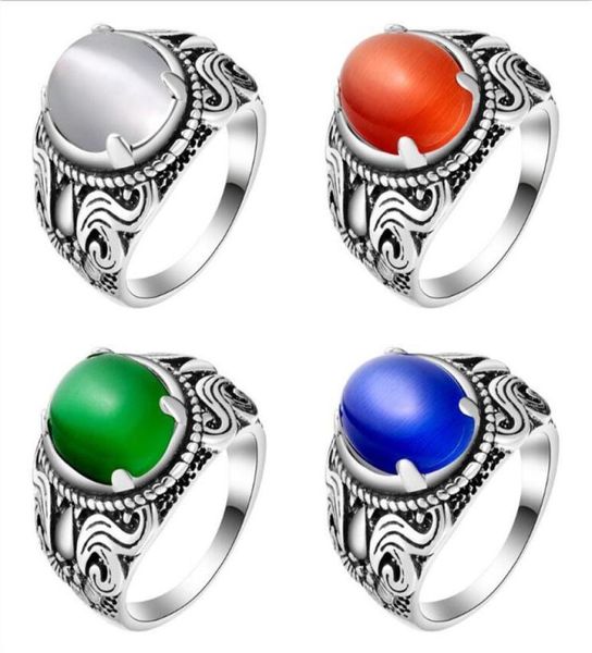 

4 pieces lot luckyshine natural unique cat eye stone rings 925 sterling silver plated women mens rings american australia wedding 6529540, Golden;silver