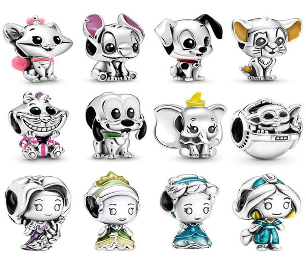 

925 sterling silver dangle charm pendant blue cat little yellow mouse charm bead fit charms bracelet diy jewelry accessories1717568, Black