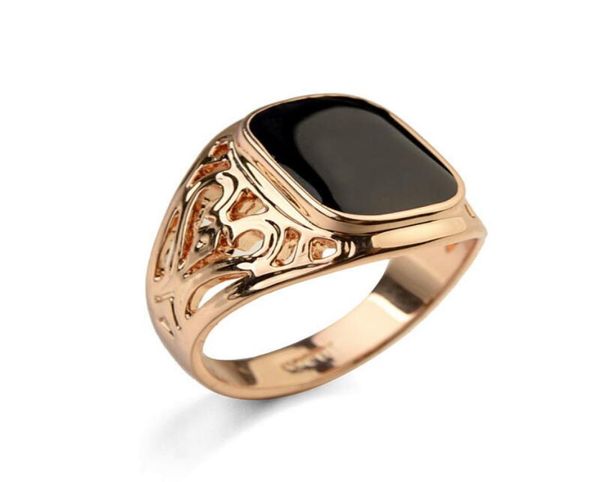

new brand selling classic men finger ring 18k gold plated fashion jewelry black ring man 8668273, Silver