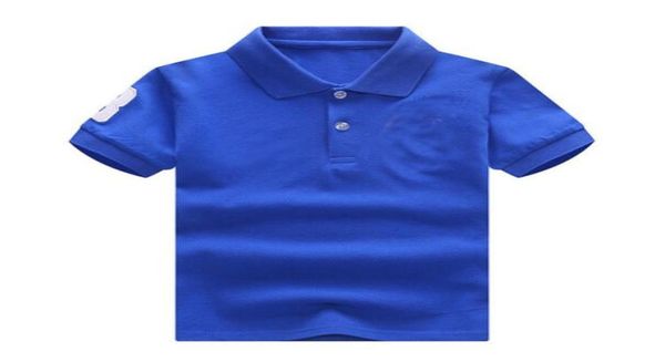 

kids boys polo shirts solid colors toddler boy lapel short sleeve girls lersure clothes baby cotton tshirtsfor216t7192386, Blue