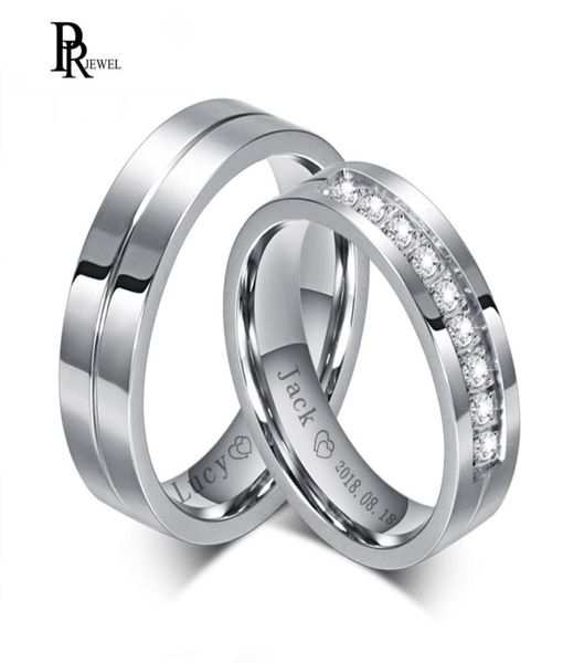 

bling cubic zirconia wedding band rings engraving record name date love info never fade stainless steel love alliance gift5293143, Slivery;golden