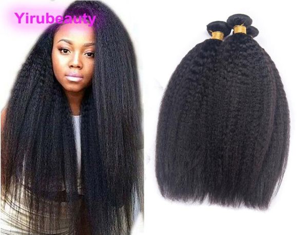 

kinky straight 4 bundles brazilian human hair yaki straight double wefts virgin hair 4 bundles hair weaves7845875, Black;brown