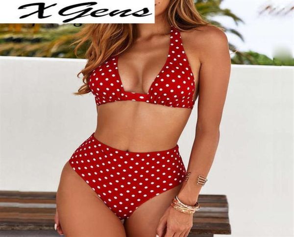 

2022 high waist dot print bikini swimwear women halter push up bikini set swimsuit female biquini beach wear bathing suit210m8668130