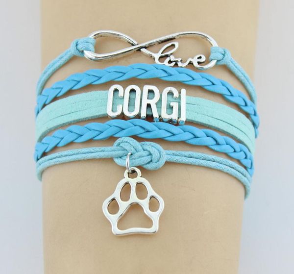 

infinity love corgi paw charm wrap bracelets paw print charms animal bracelet gifts for women men bracelets jewelry9287716, Golden;silver