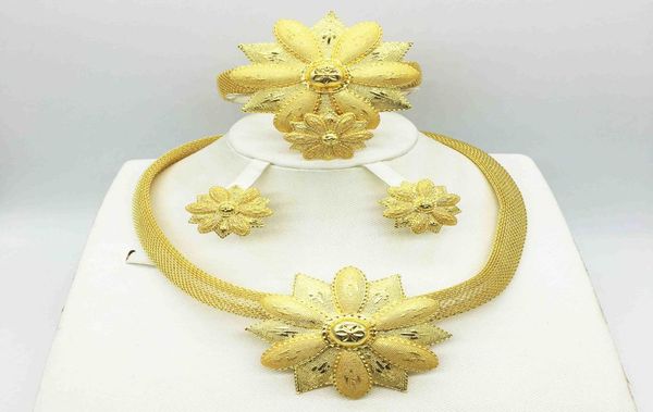 

fashion wedding dubai africa nigeria african jewelry set goldcolor necklace earrings romantic woman bridal jewelry sets lj2009098549142, Slivery;golden
