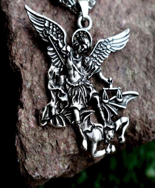 

chains sanlan 12pcs vintage st michael necklace01234564327226, Silver