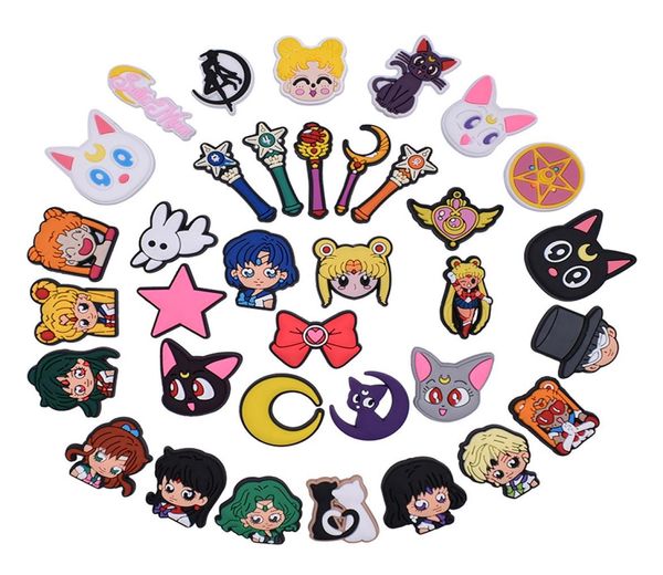 

anime charms whole childhood memories sailor moon cartoon croc charms shoe accessories pvc decoration buckle soft rubber clog 6676401, Blue