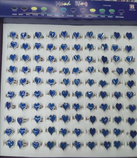 

hearts mood ring emotion color changing adjustable rings 100pcslot2359581, Silver
