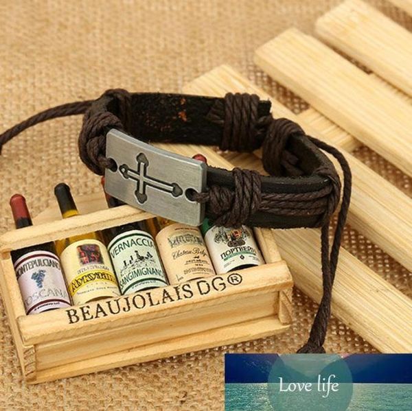 

mens cross leather wrap bracelet jewelry genuine handmade alloy charms bracelets wristbands designs 9381975, Golden;silver