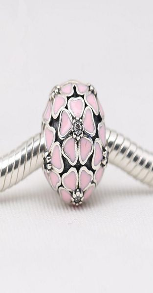 

pink or white enamel flower with cz 100 925 sterling silver charm bead clip for pandora bracelet snake chain or necklace fashion 5073636, Bronze;silver