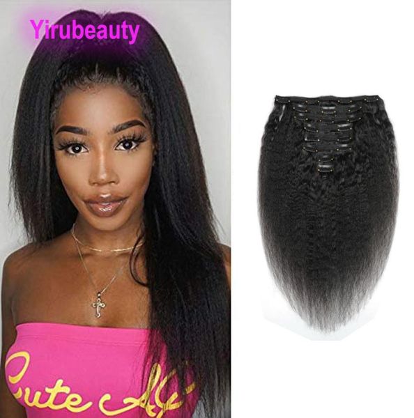 

brazilian virgin hair kinky straight 120g clip in hair extensions 120g kinky straight clipin on 100 human hair natural color7047816, Black;brown