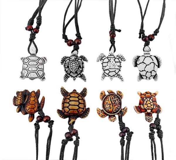 

8pcs mixed styles color brown white ethnic tribal resin faux yak bone sea turtle surfer pendants necklace9351549, Silver