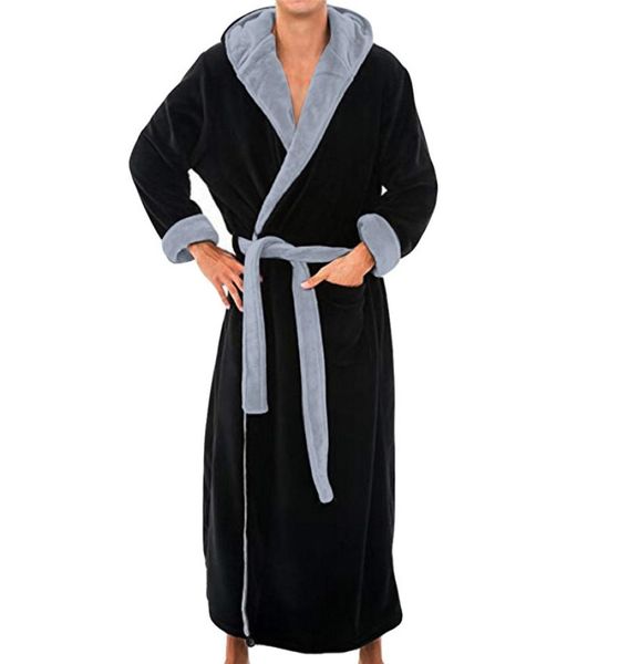 

men winter extra long bathrobe mens warm flannel long kimono bath robe coat male bathrobes night dressing gown home clothes 45b9196459, Black;brown