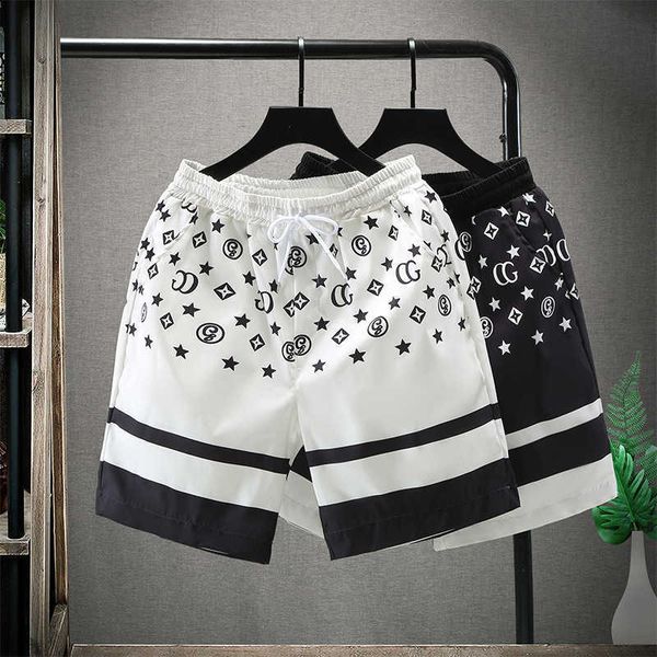 

summer cropped shorts men's and women's casual thin shorts large size trendy spirit net red beach pants, White;black