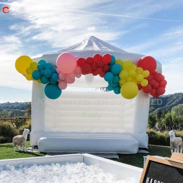 

ship to door 45x42m outdoor activities white inflatable wedding bounce house with roof cover air bouncy castle moonwalk jum72231265059844
