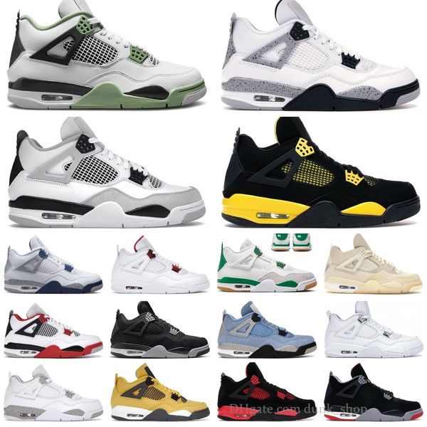 

university blue 4 4s men basketball shoes white cement oreo thunder red military black cat blank canvas bred midnight navy infrared