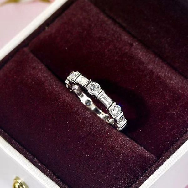 

sell wedding rings handmade simple fashion jewelry round cut white b5a cubic zircon cz diamond eternity party women engagement band ring gif, Slivery;golden