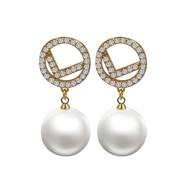 

hoop earring luxury earrings stainless steel jewelry for women gold sliver letter pearl diamond ear ring ff valentine's day party weddi, Golden;silver