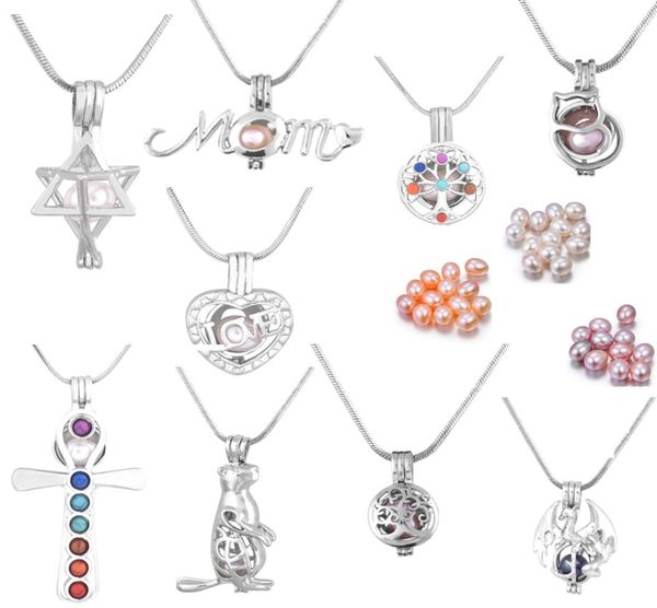 

mix styles cage pendant with natural pearl lovemomcatdragontree of lifefamily tree wonderful fashion jewelry fit for diy neck5907970, Silver