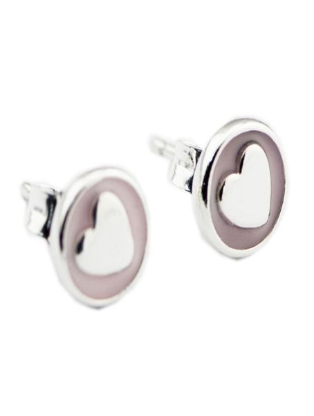 

authentic 925 sterling silver stud earring sweet statements with pink enamel earrings for women wedding gift delicate fine jewelry5130022, Golden;silver