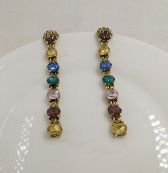

new vintage metal lion head stud earrings for women fashion jewelry crystal brand long pendant earring rhinestone bridal brincos b3585619, Golden;silver