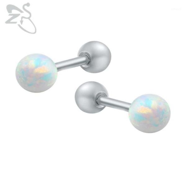 

charming stud earrings round ball real opal stones brinco steel pierced ear studs birthday gift for girls friend bijoux12114331, Golden;silver