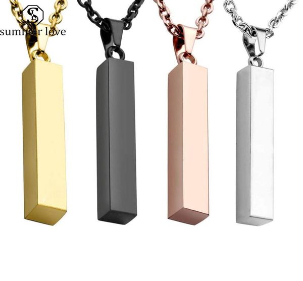 

long blank bar necklaces stainless steel long square bar engraving pendant chokers necklace for men women jewelry summer 6715281, Silver