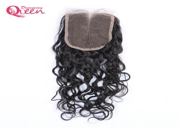 

brazilian water wave human hair closure brazilian virgin hair bleached knots lace closure 4x4 hair closure can be dyed 6300435, Black