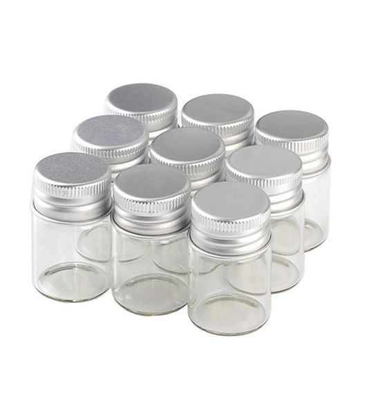 

304021mm 15ml mini cute glass bottles aluminium lid empty transparent clear gift wishing bottles jars 50pcslot5425653