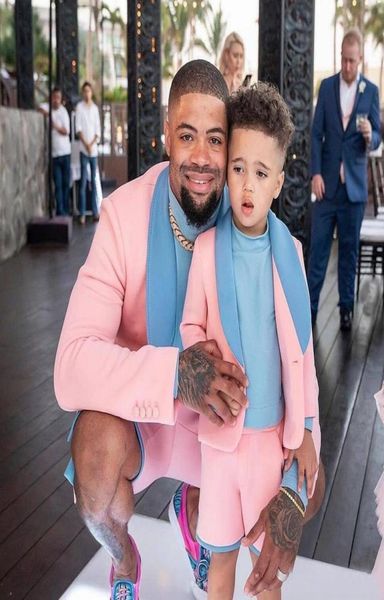 

pink men suits 2 pieces slim fit blue shawl lapel blazer wedding grooms tuxedos one button summer beach suit jacket and short pant9930396, Black;gray