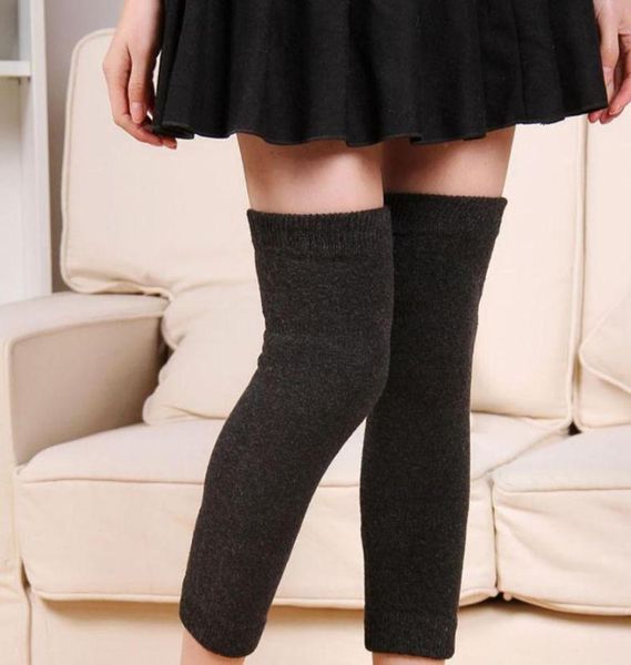 

elbow knee pads 1 pair womens mens cashmere wool warmers leg warm thigh high socks legging3357547, Black;gray