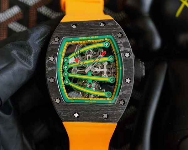 

amilles wristwatch rm059-01 leisure superclone richa active business tourbillon lluxury rm59-01 automatic machinery black steel case tape wa, Slivery;golden