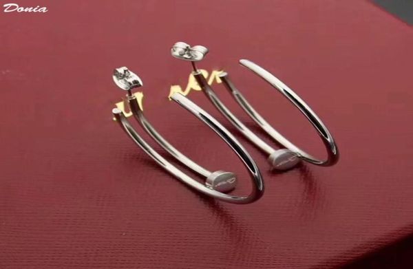 

donia jewelry luxury stud european and american fashion nail titanium steel threecolor creative designer earring gift with box6493065, Golden;silver
