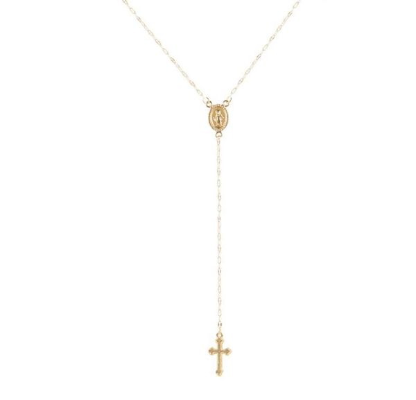 

pendant necklaces vintage goldrose gold christian cross bohemia religious rosary necklace for women charm jewelry gi3641955, Silver
