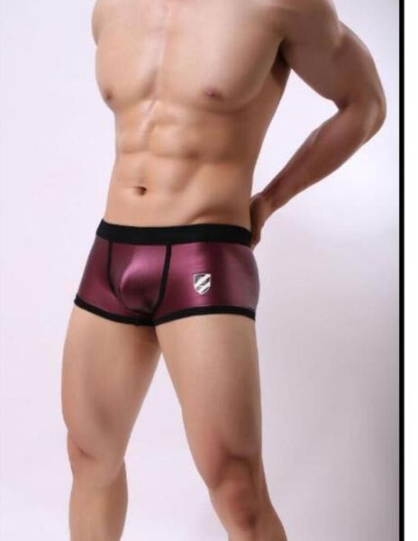 

boxers men u convex pouch boxer shorts underwear for man imitation leather gray3038803, Black;white