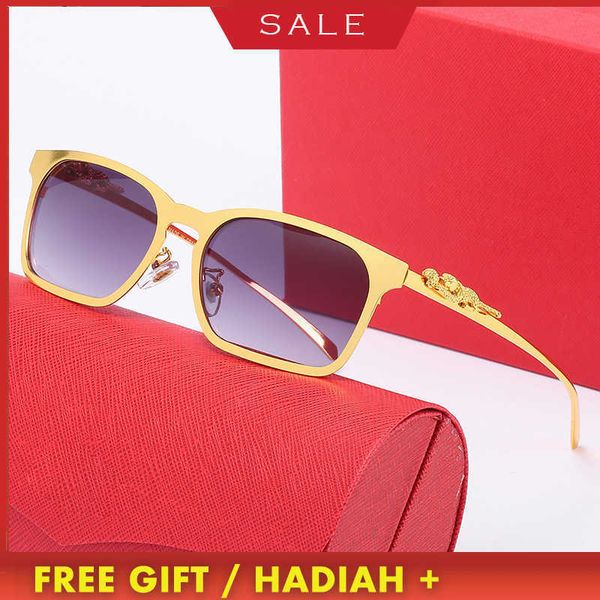 

luxury brands design sunglasses new kajia frame metal leopard head sunglass men's and women's fashion sunglass cheetah square glas, White;black