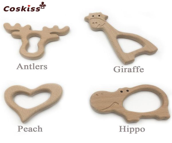

12pc diy natural teething grasping toy safty baby shower gift newborn baby teether gift organic 4 types baby wooden animal teether1958196