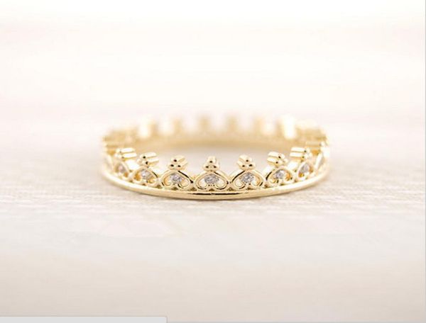 

fashion crown with rhinestones rings gold silver rose color optional for women3760300, Golden;silver