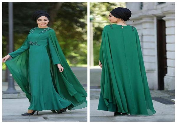 

2018 dubai arabic muslim formal evening dresses long sleeve chiffon floor length women party prom dress with cap mother039s ves1501367, Black;red