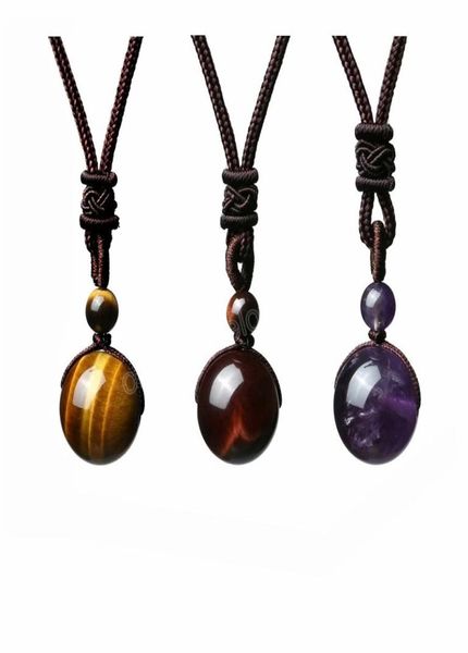 

fashion 16mm tiger eyes beads pendant necklace long braided rope necklaces adjustable natural stone bracelet jewelry5050231, Silver
