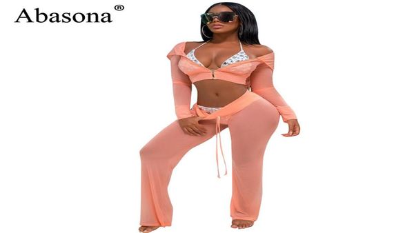 

abasona mesh jumpsuits women long sleeve hoodies jumpsuit two piece outfits female party club rompers womens jumpsuit8249744, Black;white
