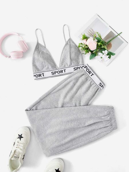 

women's coolane letter tape cami sweatpants, White