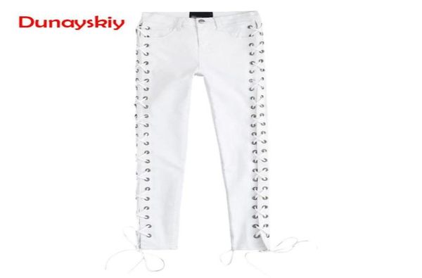 

2019 new fashion women spring summer western street style jean pants two sides hollow out cross strap laceup ladies jeans8554396, Blue