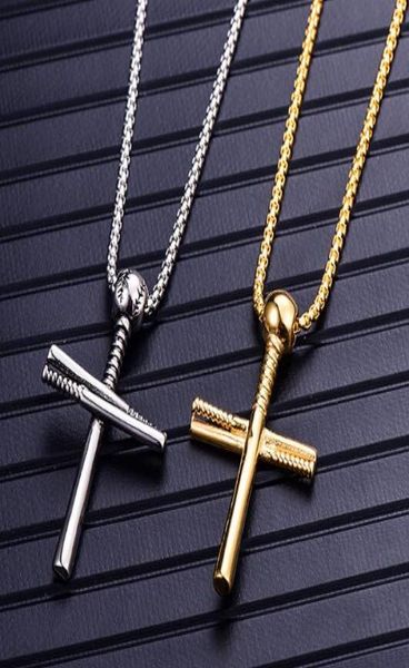 

new fashion new baseball necklace europe and the united states personality stainless steel cross pendant titanium steel men039s6822093, Silver