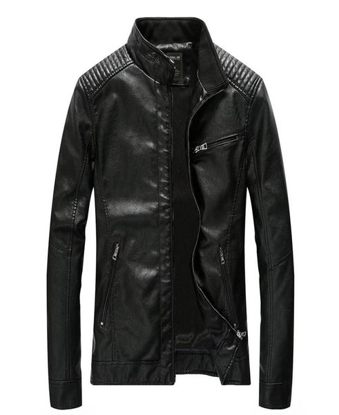 

new men039s locomotive pu leather clothing men039s big size loose european leather jacket casual solidcolor leather jacket 7152374, Black