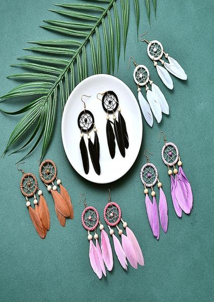 

creative dream catcher long feather dangle earrings for women tassel earring ethnic indian jewelry3165378, Silver