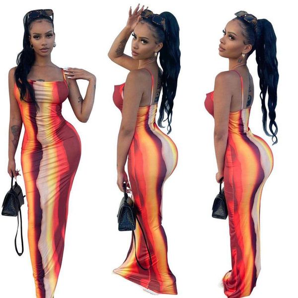 

european and american womens clothing spring summer type dress fashion color contrast printing slip, Black;gray