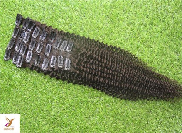 

kinky curly clip in human hair extensions 2036 inchs brazilian 7a kinky curly clipins 9pcs100g2246845, Black;brown