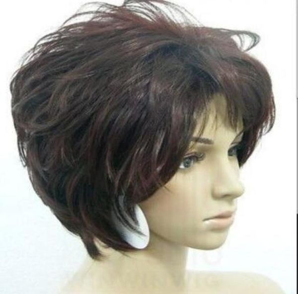

dark brown short curly synthetic hair wig women hair charming style4894779, Black